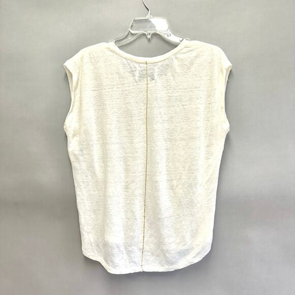 Swildens ivory linen slub lagenlook basic short sleeve boxy tee shirt size large - Picture 14 of 15